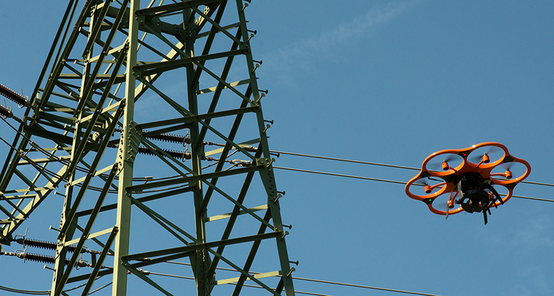 Performing a power line inspection with a UAV
